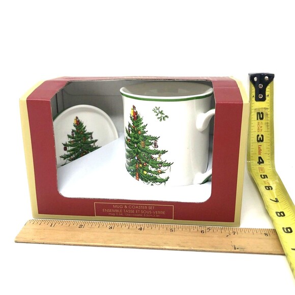 Spode Christmas Tree Holiday Mug and Coaster Set Holiday Gift Box New in Box - Picture 9 of 9